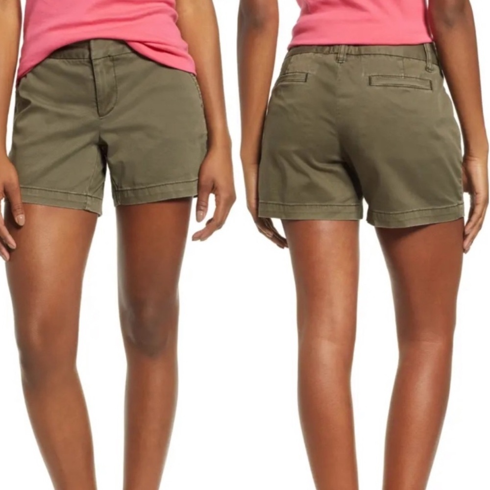 Nordstrom Caslon Army Green Cotton Blend Shorts Size 10